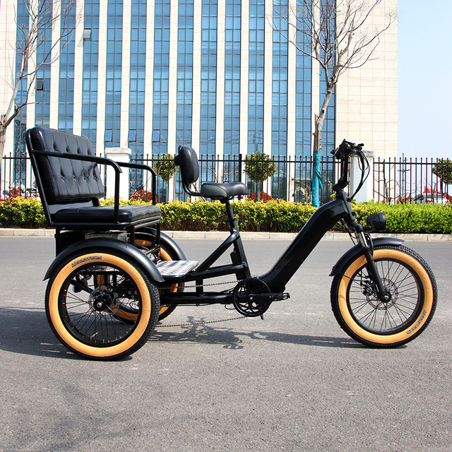 New Energy 20*4.0 Adult Fat Tire E Rickshaw Retro Bicycle Electric Rickshaw 3 Wheel Passenger Tricycle Taxi E-Rickshaw Powered