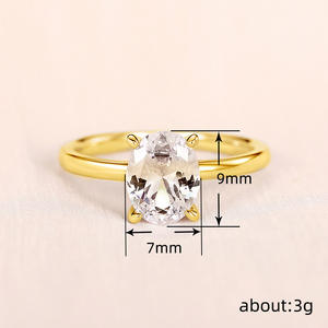 Anello con Diamante Naturale Taglio Ovale in Argento, Gioiello Classico da Donna per Fidanzamento - Product Image 5