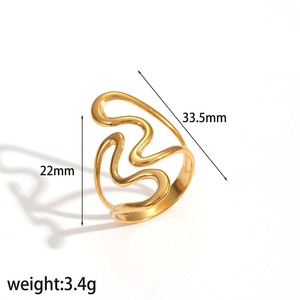 Geometric Stainless Steel <b>Rings</b> For Women Irregular Lines <b>Titanium</b> Steel Jewelry Gift - Product Image 5