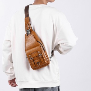 New Fashion Herren Minimalist Vintage Schulter tasche Reiß verschluss-Faltbare PU-Leder Umhängetasche Brusttasche für den Pendel verkehr oder Geschenk für Männer - Product Image 6