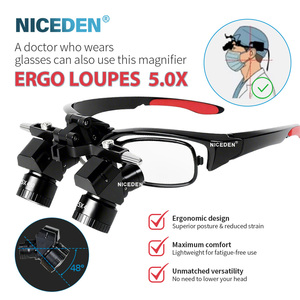 Per le persone miopi 5x Ergo lenti dentarie con luci piccole 5w Clip-on Flip Head lampada neurochirurgica lente d'ingrandimento - Product Image 2