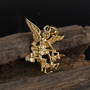 Pendentif en acier inoxydable Saint-Michel Archange, charme de protection bouclier saint, pendentif orthodoxe russe - Product Image 2