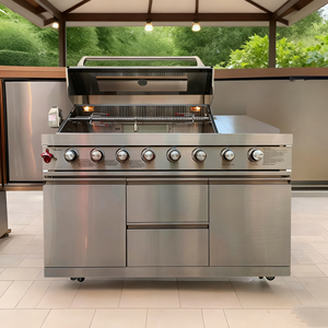 Cocina Exterior Grande para Jardín, Barbacoa Plegable a Gas, Multifuncional, con Asador, Moderna, de Acero Inoxidable 304 - Product Image 2