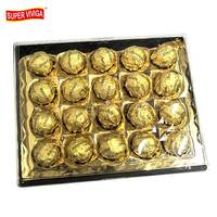 Boules de chocolat enrobées d'or en vrac, bonbons croustillants fourrés aux noix, vente en gros, logo personnalisé, MOQ 500 pièces, Halal, délicieux