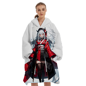 Biểu Tượng Tùy Chỉnh Sang Trọng Flannel Quá Khổ Áo Mùa Đông Mặc Anime Sherpa Chăn Với Dệt Kỹ Thuật Logo In - Product Image 2
