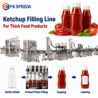 Machine de remplissage automatique de liquides à piston avec système de bouchage et d'étiquetage en ligne pour l'emballage de bouteilles de sauce ketchup