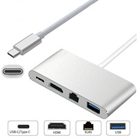 Adaptateur Hub USB C 3.0 100 Mbps Type-C vers RJ45 Ethernet 4K HD Compatible MI pour MacBook HP ENVY13 Samsung S21 Dex Xiaomi 10 PS5 TV