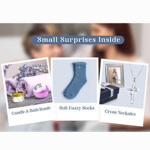 Nouveau style Panier-cadeau de rétablissement pour femme avec collier croix diamantée, chaussettes, ensemble cadeau de Noël pour femme, couverture personnalisable pour maman - Product Image 6