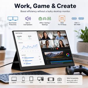 צג נייד בגודל 15.6 אינץ' 1080P FHD עם חיבורי USB-<span class=keywords><strong>C</strong></span> ו-HDMI, מסך חיצוני למחשב נייד עם רמקולים HDR ותמיכה ב-VESA לנסיעות ולמשרד - Product Image 5