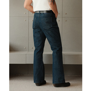 <span class=keywords><strong>Jeans</strong></span> de Mezclilla Japonesa Cruda con Dobladillo sin Rematar, Cintura Alta, Estilo Vintage Americano, Color Índigo, 15 oz, 100% Algodón, para Hombre - Product Image 2