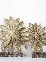 Décoration d'intérieur haut de gamme rétro et nostalgique, semi-fait main, en métal et marbre, motif feuille, provenant de Chine continentale, pour salon et bureau