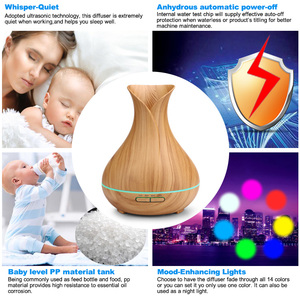 Chất lượng cao 400ml woodgrain hương liệu tinh dầu khuếch tán Atomizer tạo độ ẩm - Product Image 3