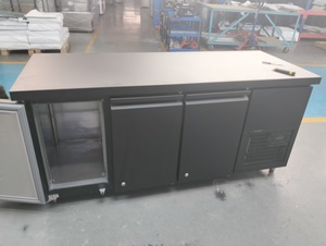 Mesa de Trabajo Refrigerada de Color Negro <span class=keywords><strong>para</strong></span> Hotel, Restaurante, <span class=keywords><strong>Cocina</strong></span>, con Descongelación Automática, Revestimiento Higiénico, Refrigerador Comercial - Product Image 6