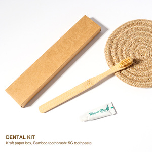 Kit d'articles de toilette biodégradables en carton kraft certifié FDA pour hôtels, kit dentaire recyclable en bambou, ensemble d'accessoires hôteliers - Product Image 2
