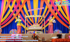 Nuevo Punjabi Maiyan tema escenario decoración EE. UU. Diseñador Mehndi escenario para Punjabi ceremonia Punjabi tema Mehndi escenario decoración Props - Product Image 5