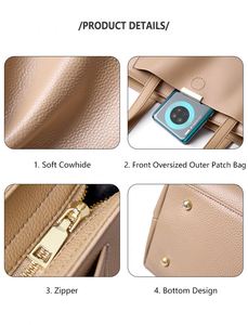 <span class=keywords><strong>Sac</strong></span> à main Smartjoy en cuir pleine fleur, design carré classique et minimaliste, <span class=keywords><strong>sac</strong></span> fourre-tout à bandoulière pour femme, sacoche pour ordinateur portable, luxe discret - Product Image 6