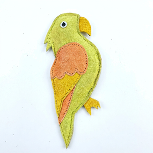 Jouet à mâcher pour oiseaux en forme de perroquet mignon, taille moyenne, en cuir suédé durable, pour usage intérieur, emballage en polybag, peluche - Product Image 1