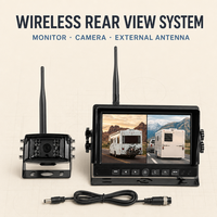Système de caméra de recul sans fil WiFi avec moniteur IPS LCD, vision nocturne AHD, IP68, aide au stationnement pour camions, bus, camping-cars, remorques et flottes