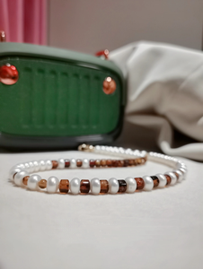 Ensemble collier et bracelet XF personnalisé en ambre, avec perles ovales en pierre naturelle, perles d'eau douce, ambre tigre, certifié GIC, pour femmes - Product Image 6