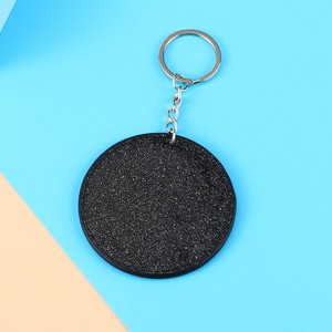 Custom Logo Debossed Mini Foldable Portable Black Glitter Pocket Mirror for Travel or Gift