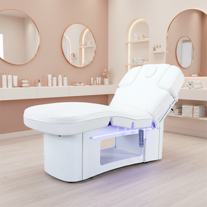 Lit de <span class=keywords><strong>massage</strong></span> électrique à <span class=keywords><strong>4</strong></span> moteurs avec matelas chauffant et lumière LED réglable, éponge haute densité, lit de spa pour <span class=keywords><strong>salon</strong></span> de beauté - Product Image 1