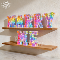 Lettres holographiques irisées personnalisées de 4 pieds, chiffres LED lumineux pour la décoration de fonds d'événements et de scènes
