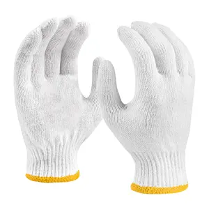 ถุงมือผ้าฝ้ายถักสำหรับผู้ชายและผู้หญิงถุงมือผ้าฝ้ายสีขาวปลอดภัยสำหรับใส่ทำงาน