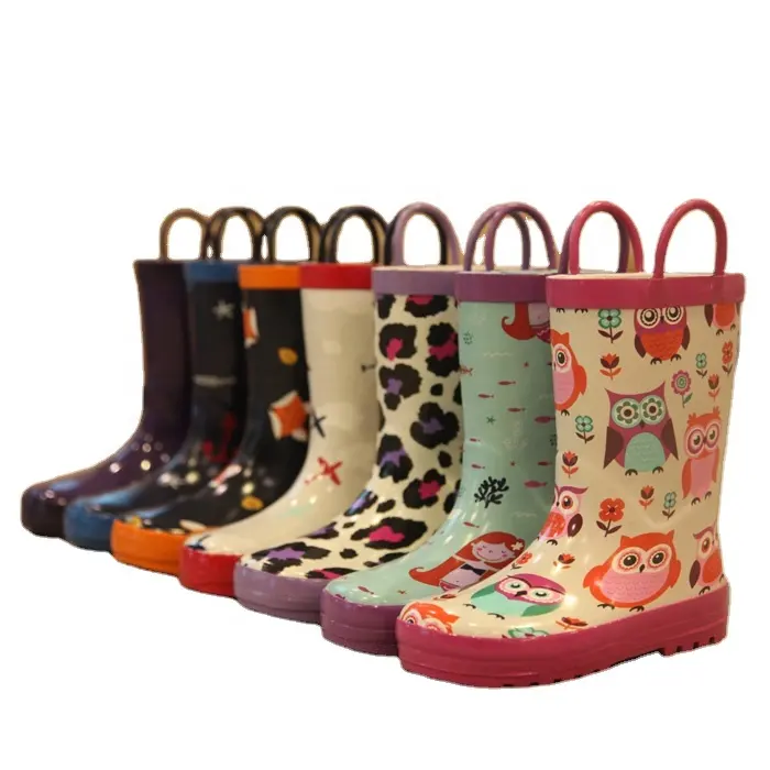 संभाल के साथ अनुकूलित बच्चों प्यारा रबर बारिश जूते बच्चों Gumboots थोक
