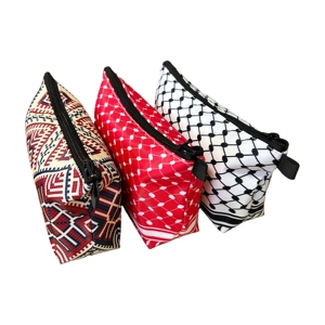 Bolsa de Maquillaje y Estuche para Lápices con Diseño Tradicional Palestino Keffiyeh, en Tela Compuesta Personalizada, para el Uso Diario - Product Image 2