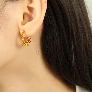 Pendientes de Aro con Forma de Bola, Aleación de Zinc, Color Oro y Plata, EH520, Joyería de Moda - Product Image 4
