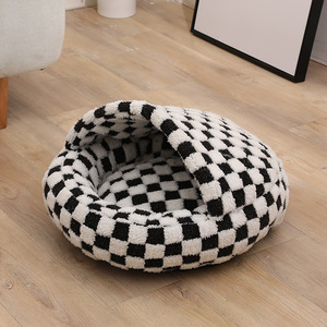 Cama Redonda Moderna para Mascotas, Suave y Cómoda, Nido para Perros y Gatos, Lavable, Base Antideslizante, Funda Extraíble con Cojín - Product Image 4