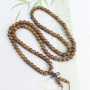 Pulsera de Oración Budista de 108 Cuentas de Madera de Barba de Dragón de 8mm, Joyería Religiosa Coleccionable Unisex - Product Image 3