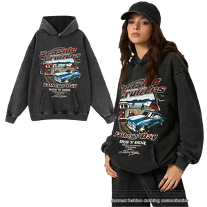 Sudadera de Algodón 100% para Hombre, Estilo Americano Retro, Otoño-Invierno, con Efecto Lavado Ácido, Tipo Pullover, Felpe Con Capucha - Product Image 3