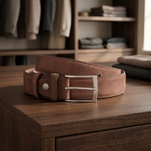 Ceinture en cuir véritable, cuir de vache, couleur unie, boucle à ardillon rectangulaire argentée, style formel, largeur 2,5 pouces, durable - Product Image 4