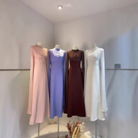 Robe longue élégante WIWT pour femme, coupe trapèze, manches longues, col montant, chic, pour soirée, fête ou tenue quotidienne