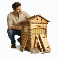 Neue Automatische Holz-Bienenstockrahmen Imkerei-Ausrüstung mit Bienenwachs Freifließender Honigbienenstock Metall & Bambus 3 Jahre Garantie