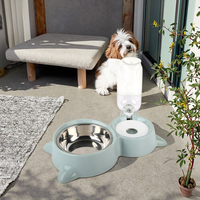 Gamelle à double fontaine automatique pour chien, en acier inoxydable, 4 pièces, fontaine à boire non humide, bol pour animaux de compagnie, adapté au chat