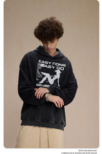 Sweat à capuche personnalisé pour homme 100% coton écologique imprimé tie-dye lavé avec poche et col à capuche - Product Image 3