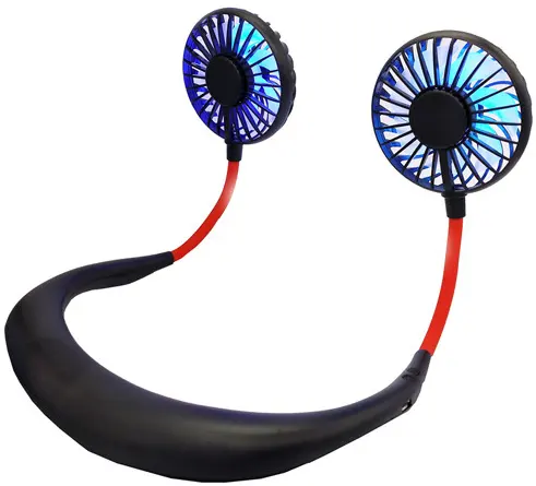 Wearable Cooling Led Lights Aroma Sports Usb Portable Hanging Rechargeable Bladeless Band 2 in One BT Neck Fan
