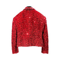 Blouson Bomber Unisexe Haut de Gamme Personnalisable à Paillettes et Fermeture Éclair, Coupe Ample, pour Soirées, Tapis Rouge et Spectacles Scéniques, Collection Automne