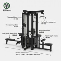 Machine de musculation multifonctionnelle 4 stations avec pile de poids 360 kg, crossover à câbles commercial et lat pulldown OEM