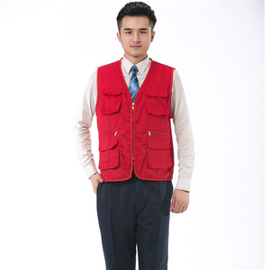 Gilet d'été multi-poches à fermeture éclair en polyester/coton sans col pour vêtements de groupe, chemise de travail pour la réparation automobile, <span class=keywords><strong>association</strong></span> de <span class=keywords><strong>bénévoles</strong></span> - Product Image 3