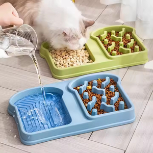Eco Friendly Anti-Spill Slow Feeder <strong>Bowl</strong> Dual <strong>Bowl</strong> Non-Slip Pet Dish with Lick Mat Plastic Slow <strong>Eat</strong> Training <strong>Dog</strong> <strong>Bowl</strong> - Product Image 4
