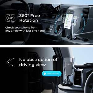 <span class=keywords><strong>Support</strong></span> de téléphone rotatif à 360° LISEN, <span class=keywords><strong>support</strong></span> universel réglable pour smartphone, pour porte-gobelet de voiture, console, navigation, kit mains libres - Product Image 5