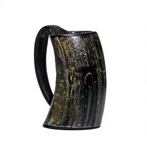 Tasses en corne de buffle modernes de haute qualité, étanches, faites à la main, avec logo gravé, forme naturelle, style antique, cadeau de bière viking - Product Image 4