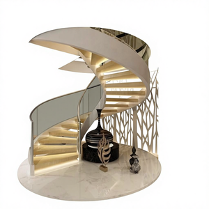 Scala a Chiocciola Curva/Ad Arco di Lusso Moderna per Interni, Costruzione in Ferro, Doppio Lato con Trave di Supporto, Dimensioni Personalizzate, Prodotta in Cina - Product Image 1