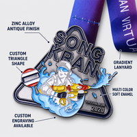 Médaille personnalisée en alliage de zinc pour défi de course virtuel, émail noir antique, thème festival, pour événement sportif, souvenir ou récompense