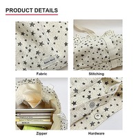 Sac fourre-tout en toile à imprimé étoiles, grande capacité, fermeture magnétique, cordon de serrage, bandoulière, 4 couleurs, léger, mignon, personnalisable et vente en gros pour femmes