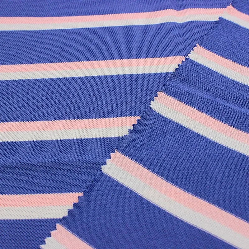 KNIT multi colors stripe pique jersey fabric for shirt dress hometextile