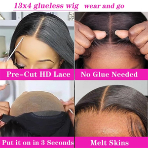 Perruque en <span class=keywords><strong>cheveux</strong></span> Remy cambodgiens en gros, sans colle, lisse, dégradée, HD, pré-épilée, avec ligne de <span class=keywords><strong>cheveux</strong></span> naturelle pour femmes - Product Image 5
